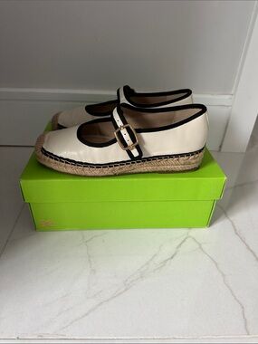 Sam Edelman Cream Mary Jane Espadrille with Black Trim